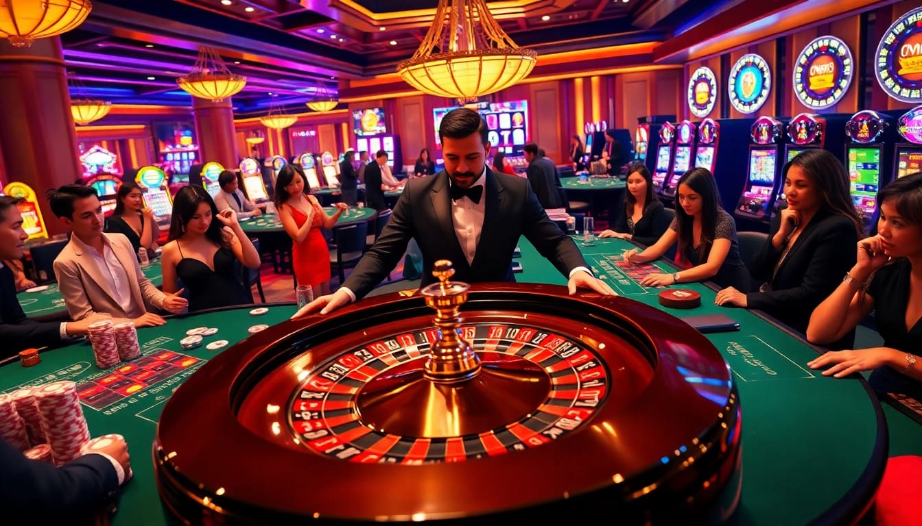 Engage in exhilarating bandar mix parlay gameplay amid a luxurious casino atmosphere.