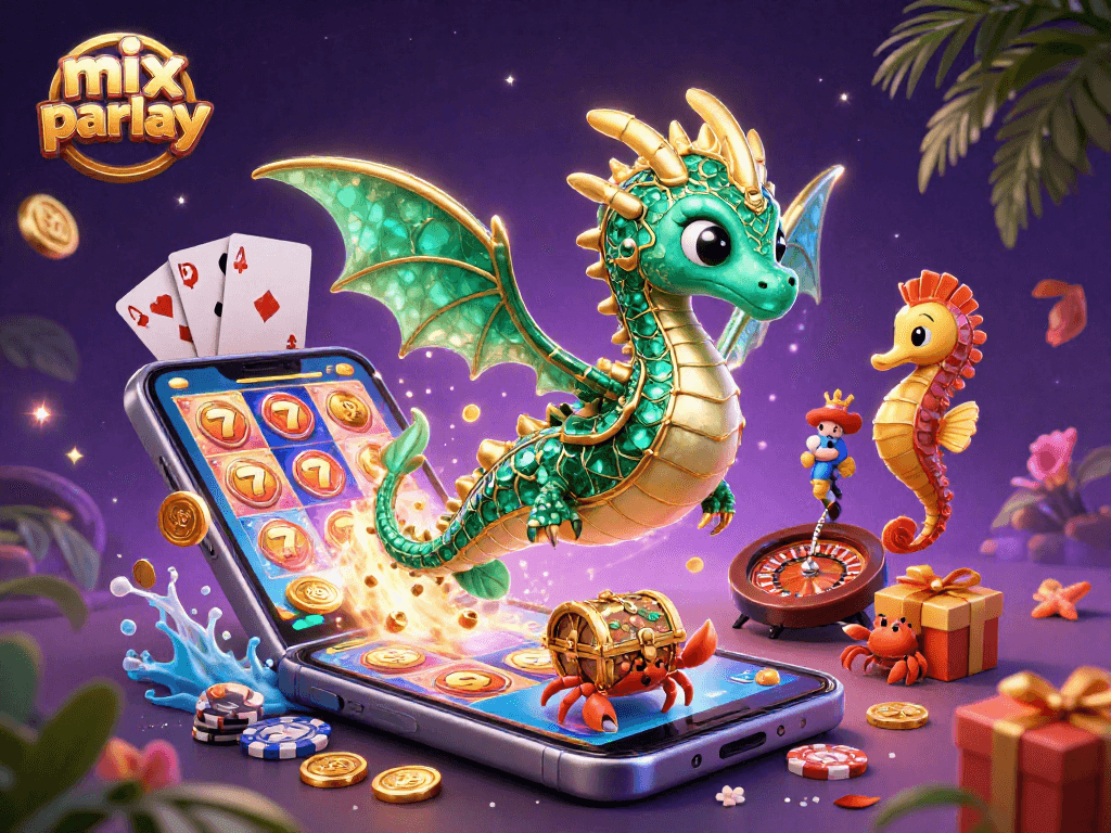 Experience mix parlay excitement with vibrant 3D illustration of a sea dragon, playful casino elements, and engaging gameplay.