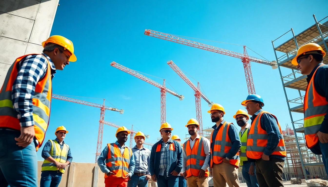 Capture of Carolina construction news showing teamwork on a construction site with diverse workers.