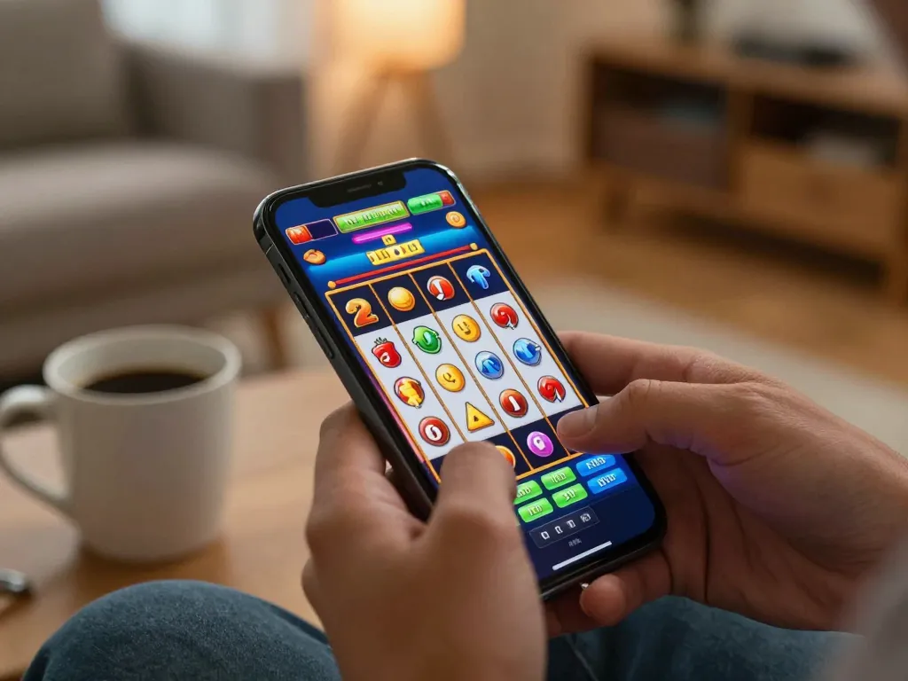 Engaging gameplay with apk slot bet 50 perak deposit 5000 on smartphone, showcasing vibrant slot interface.