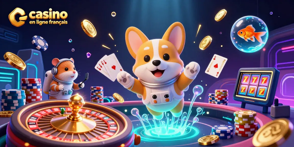 Découvrez un divertissant casino en ligne français avec des personnages animés flottant dans l'espace.