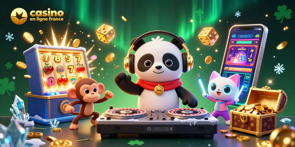Jouez et gagnez au casino en ligne France avec un panda DJ et une ambiance festive.