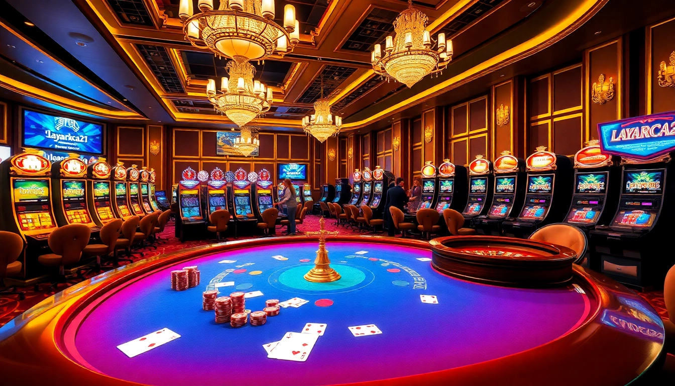 Engaging players enjoy a thrilling gaming experience at a stylish casino table featuring layarkaca21 elements.