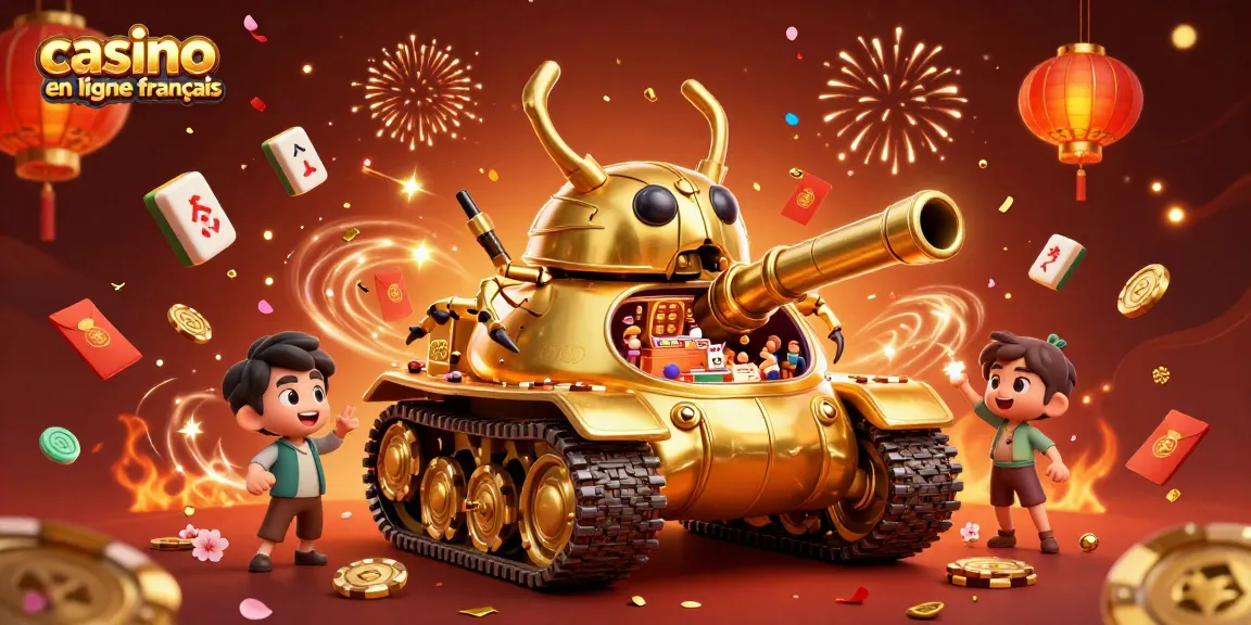 La scène animée d'un casino en ligne français dans un tank en scarabée doré, avec des jeux fascinants.