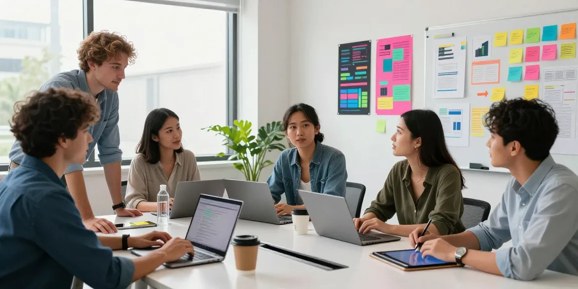 Team collaborating on spicy ai marketing strategies in a modern office.