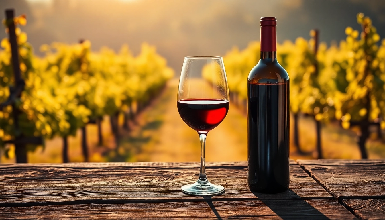 Pouring a glass of Tempranillo wine against a rustic vineyard backdrop.