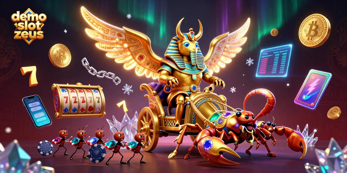 Experience thrilling wins with demo slot zeus in a vibrant casino-themed illustration packed with winning elements.