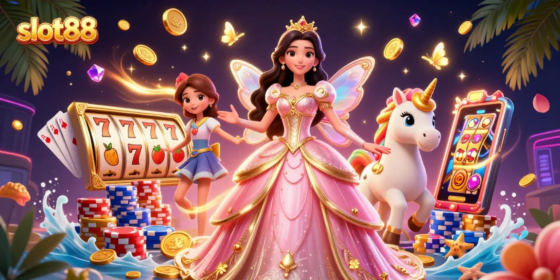 Experience thrilling slot88 gameplay with a glamorous princess and magical unicorn.