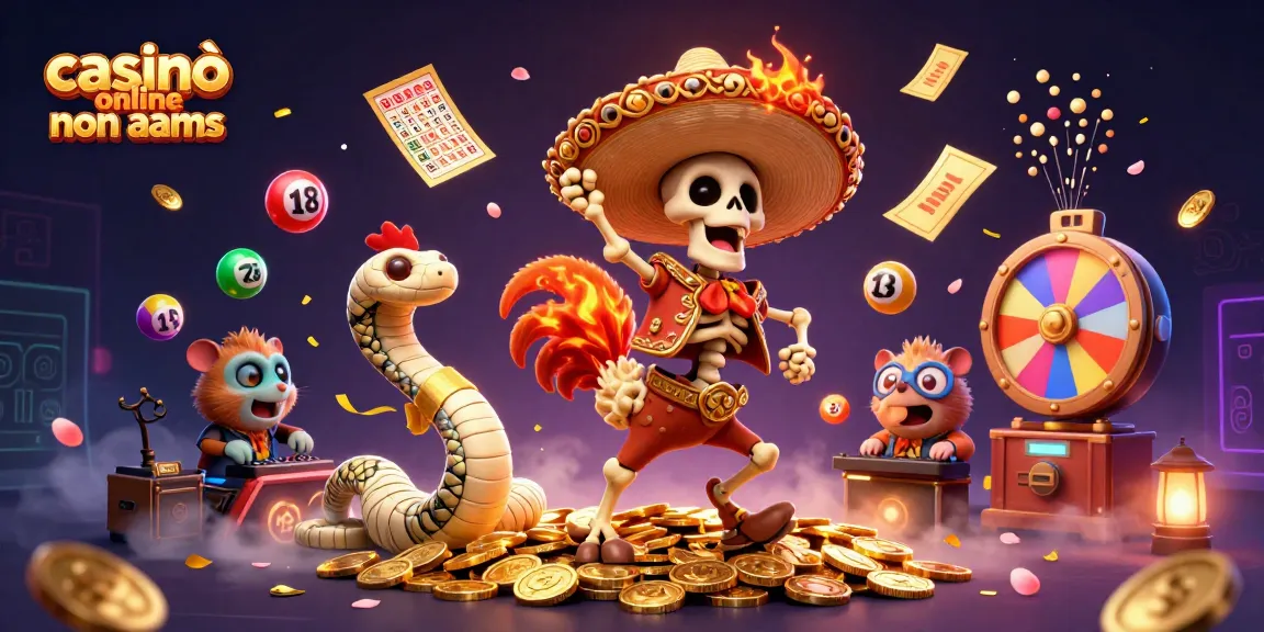 Vinci nei casinò online non AAMS con una scenografia vibrante di festa e divertimento con animali cartoon.
