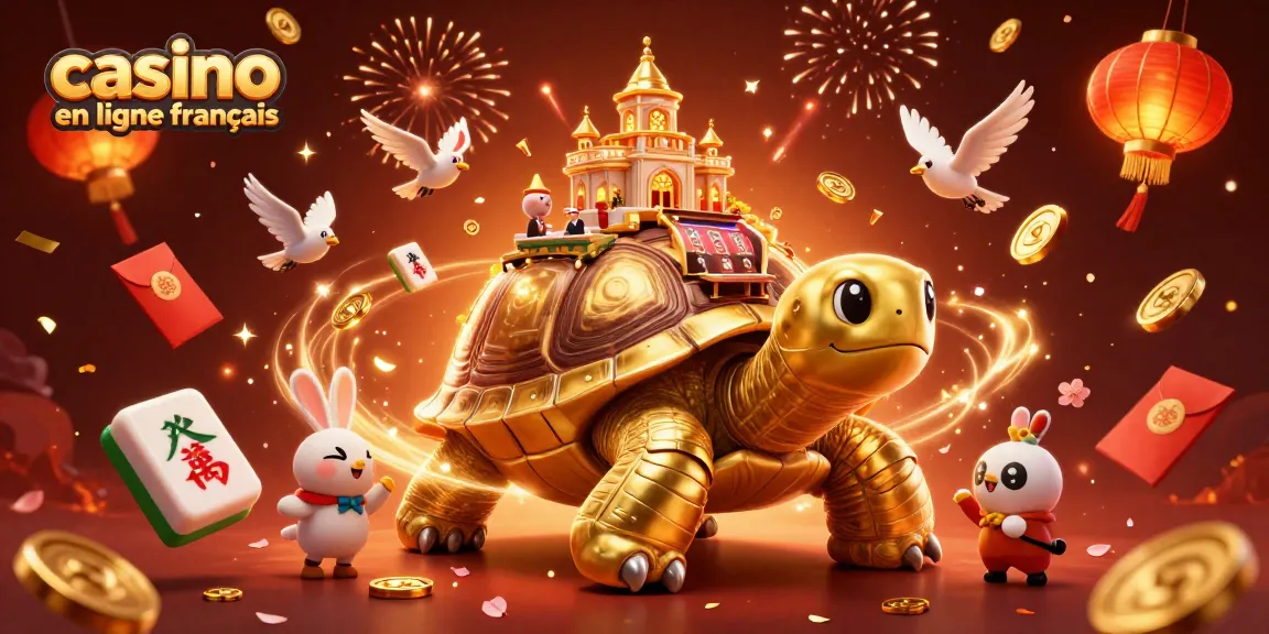 Jeux de casino avec tortue d'or et croupier, casino en ligne français enrichi de pièces d'or.