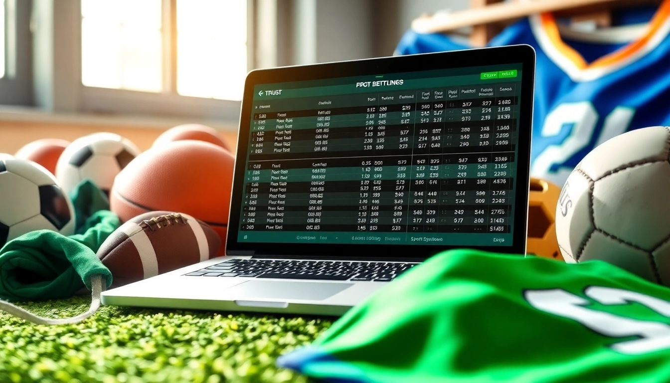 Engaging sports betting sites Canada display with odds and sports gear for excitement.