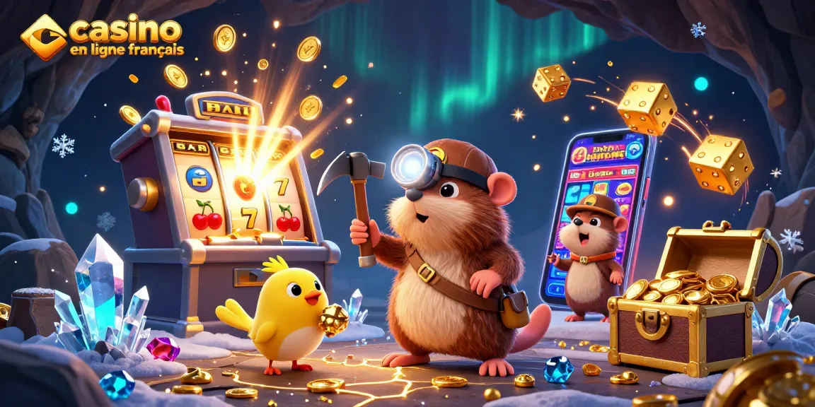 Gagnez avec le casino en ligne français grâce à une image dynamique de jeux et de trésors scintillants.