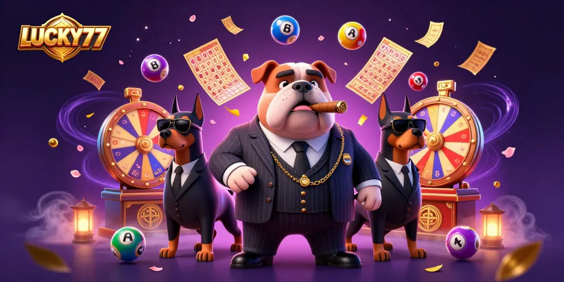 Experience the excitement of LUCKY77 with our animated lottery scene filled with colorful elements.