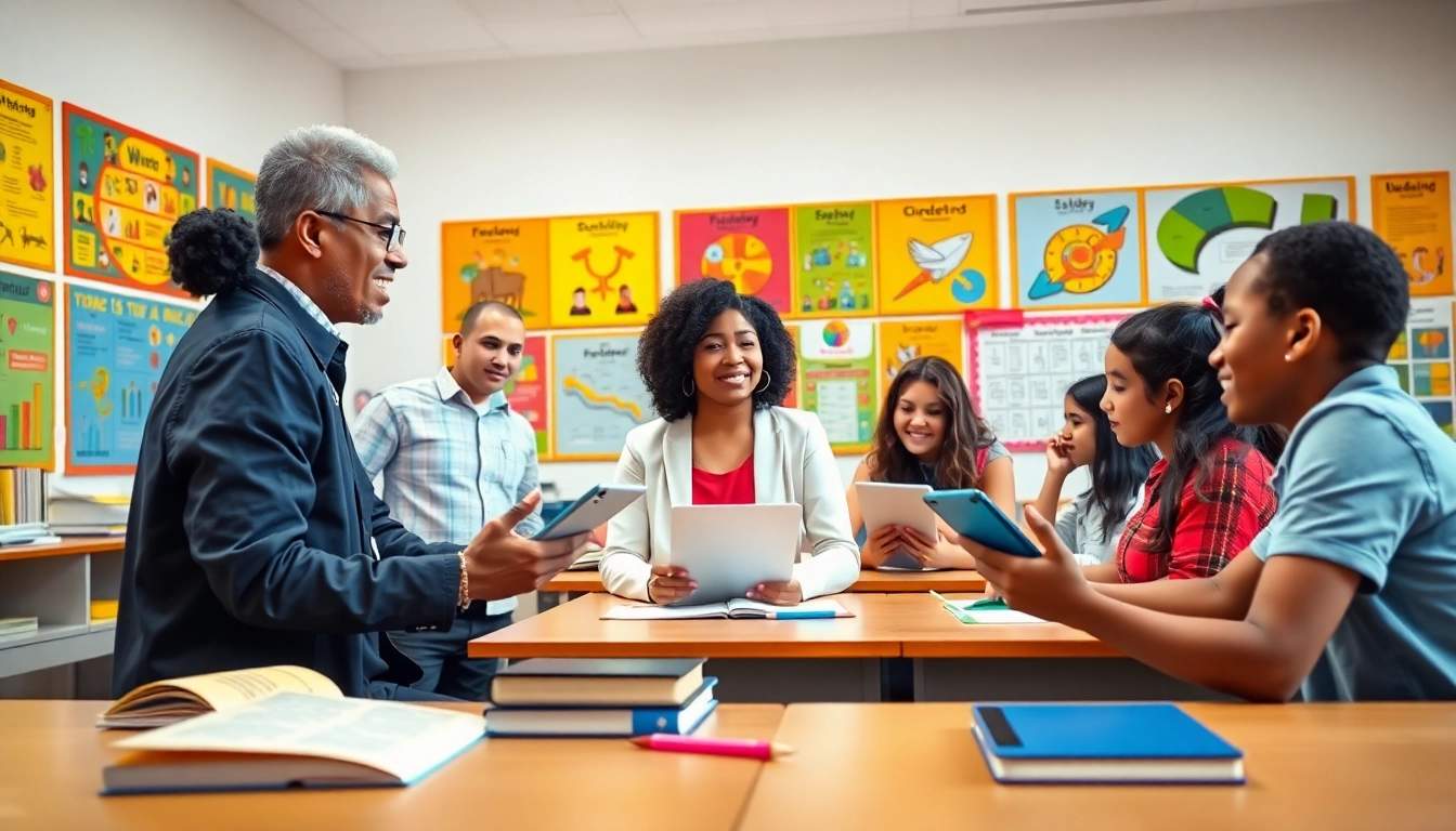 Enhancing Education in a vibrant classroom with engaged students and a professional educator.