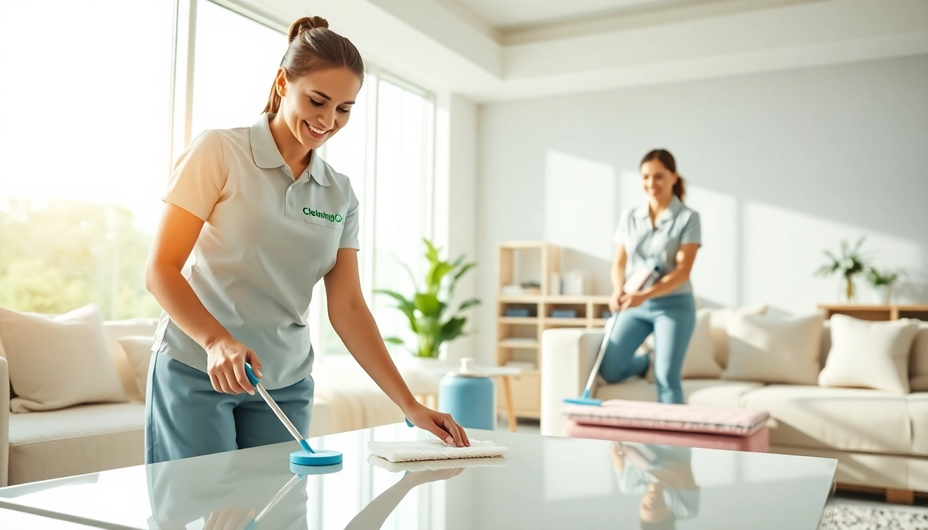 Provide a reliable cleaning service with expert cleaners in a bright living room showcasing cleanliness.