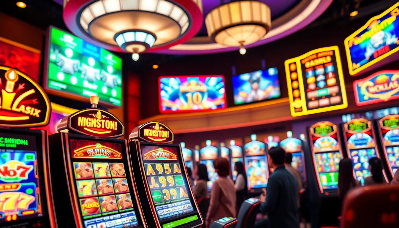 Menangkan bermain situs slot88 dengan mesin slot berwarna-warni dan suasana kasino yang ceria.