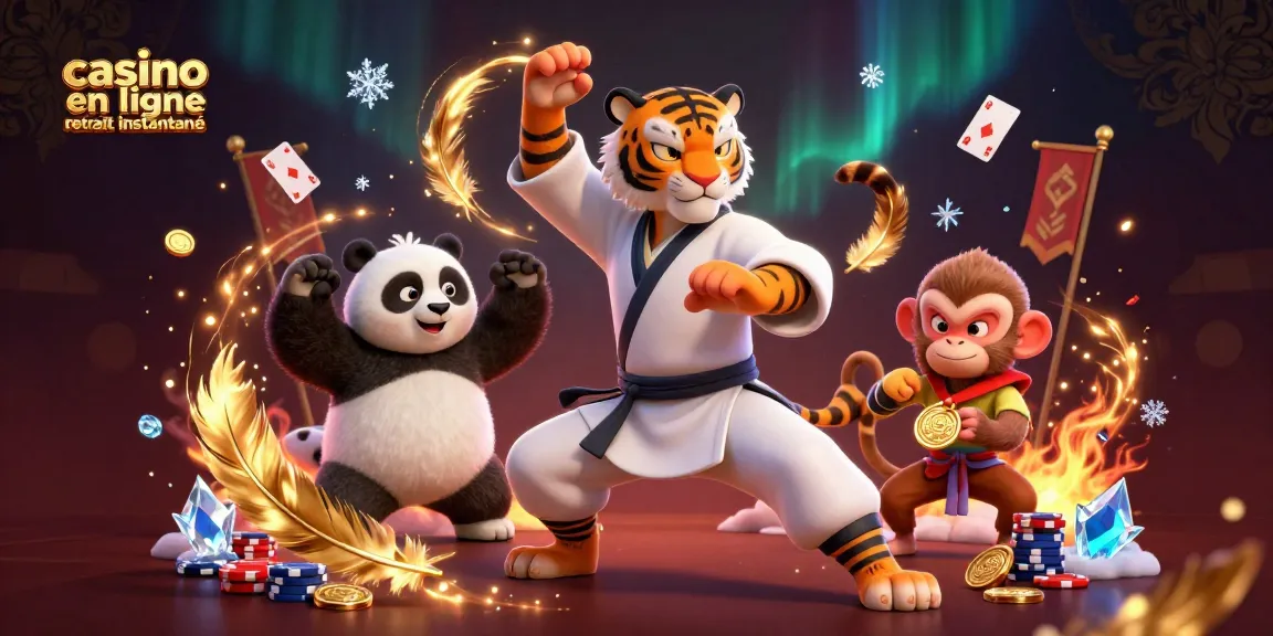 Illustration dynamique de « casino en ligne retrait instantané » avec des personnages animés réalisant des paris captivants.