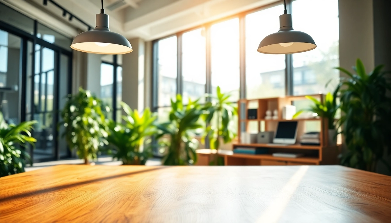 Sleek illumination enhances a modern workspace with minimalist design features.