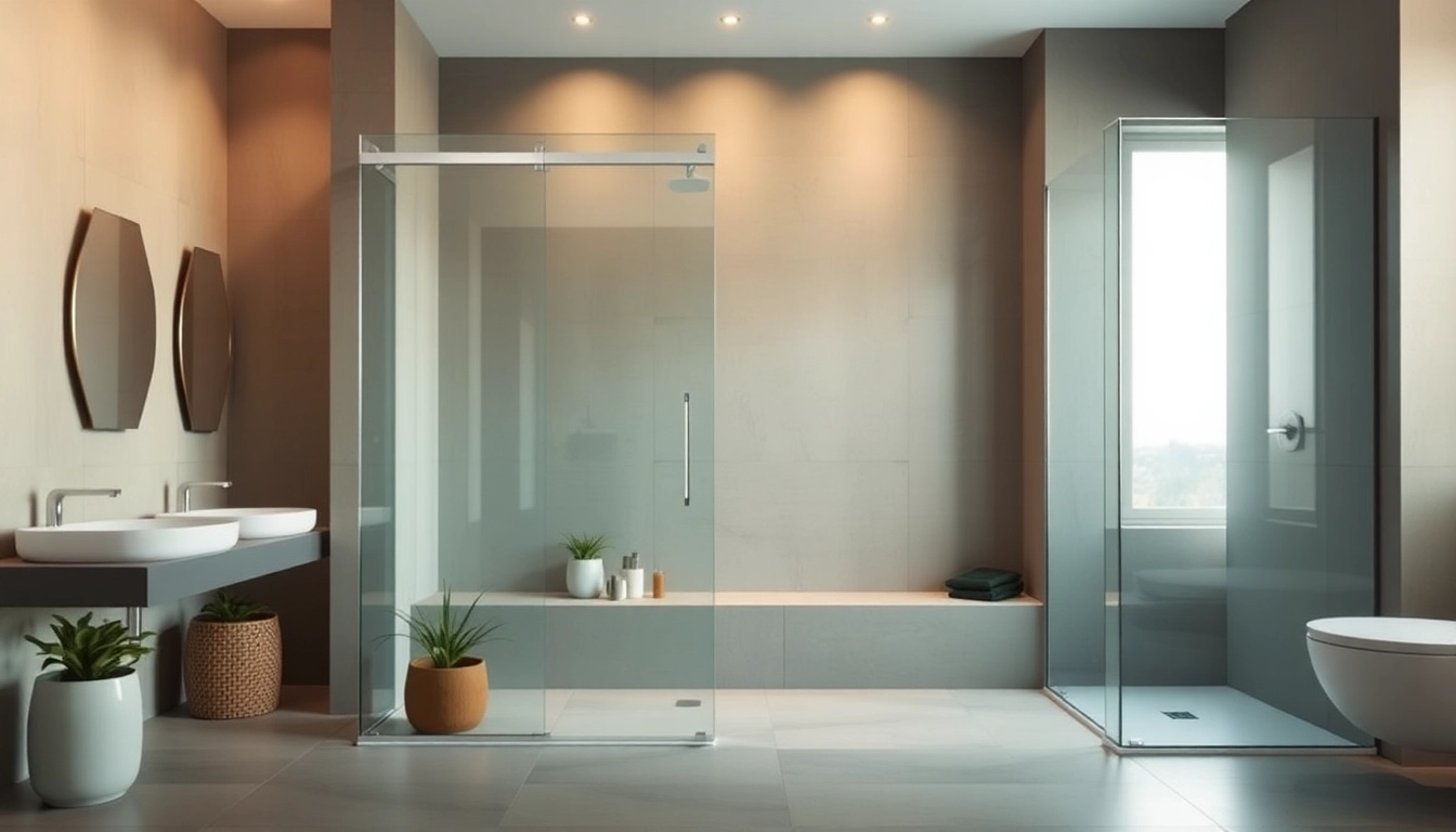 Gestalte ein modernes Badezimmer mit Produkten von sonni sanitär GmbH, inklusive eleganter Duschabtrennungen.