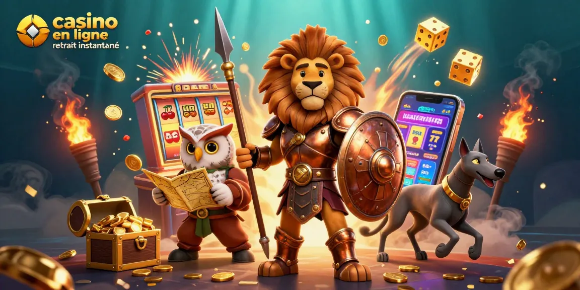 Casino en ligne retrait instantané : Lion en armure et luxe des jeux d'argent.