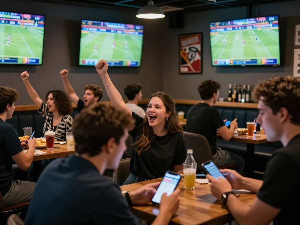 TIGERASIA88 bettors engaging passionately while placing live wagers in a sports lounge