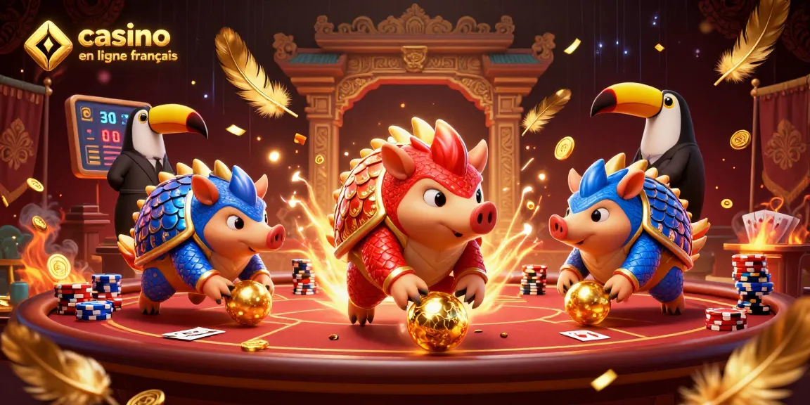Un combat de pangolins pour le casino en ligne français avec des jetons de poker étincelants et des éléments de jeu animés.