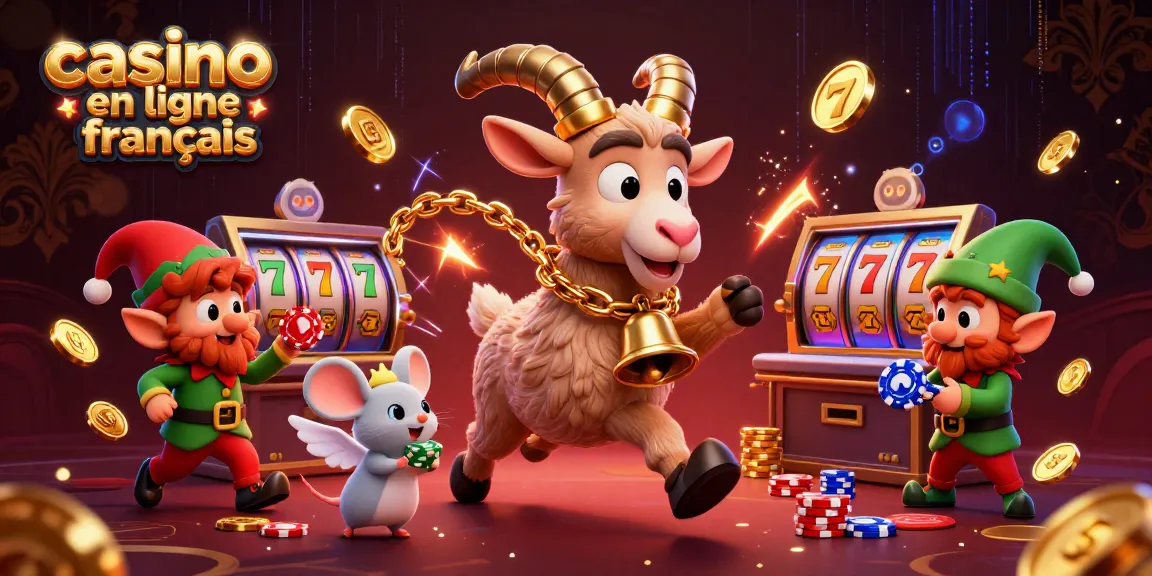 Illustration festive avec Krampus et une souris, représentant un casino en ligne français animé.