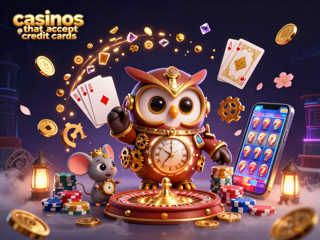 Experience the thrill of casinos that accept credit cards with our vibrant 3D casino illustration.