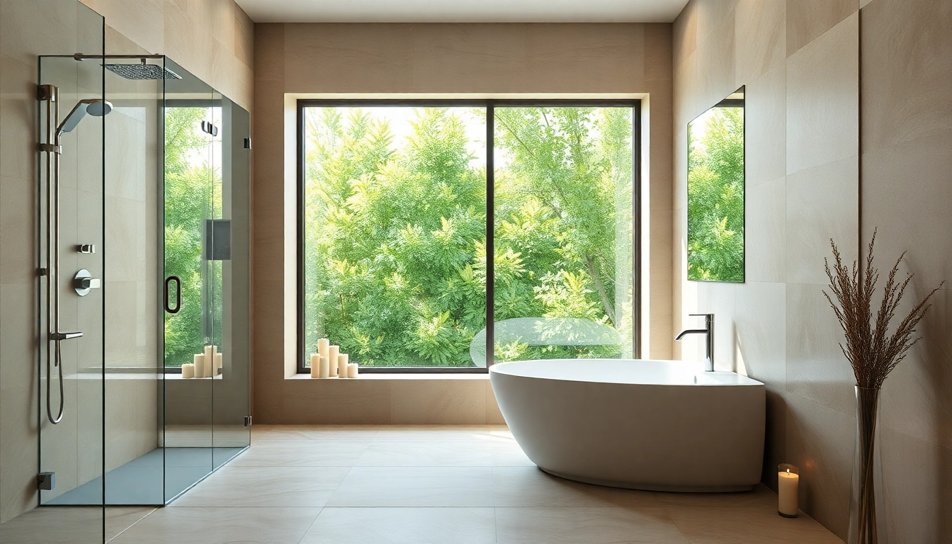 Experience elegant showers Australia with a modern, serene bathroom space featuring glass enclosures.