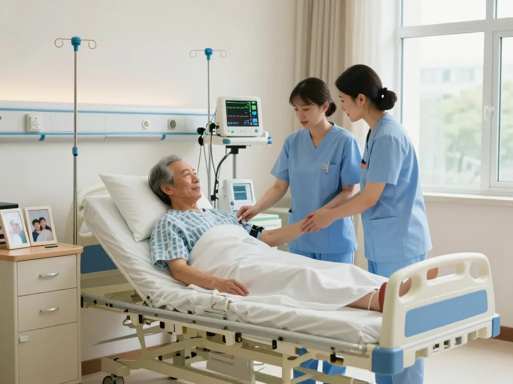 Multifunctional giường bệnh nhân in a modern hospital room enhancing patient care with medical staff assisting.