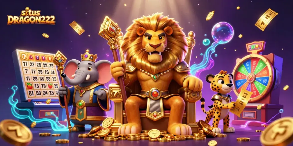 Engage with the exciting world of situs DRAGON222, showcasing vibrant slot games and characters in dynamic 3D.
