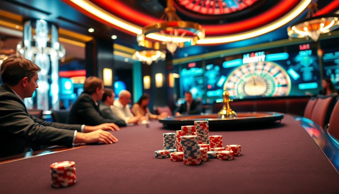 Découvrez l'excitation du casino en ligne argent réel alors que les joueurs élaborent des stratégies dans un jeu de poker haut de gamme.