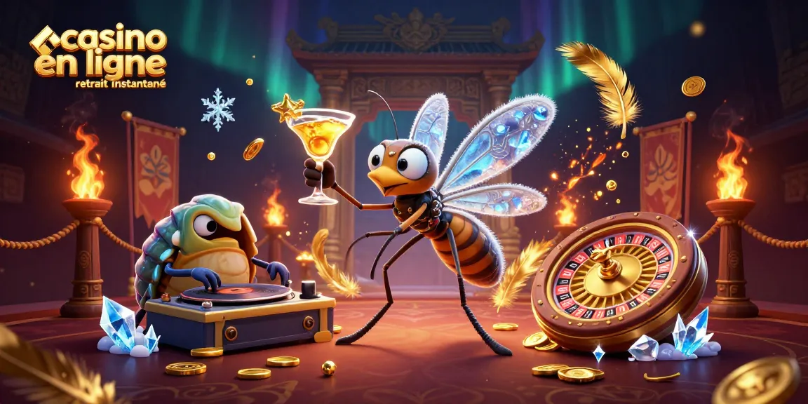 Casino en ligne retrait instantané : visualisez un héros et une ambiance de jeu vibrante avec des éléments de casino animés.