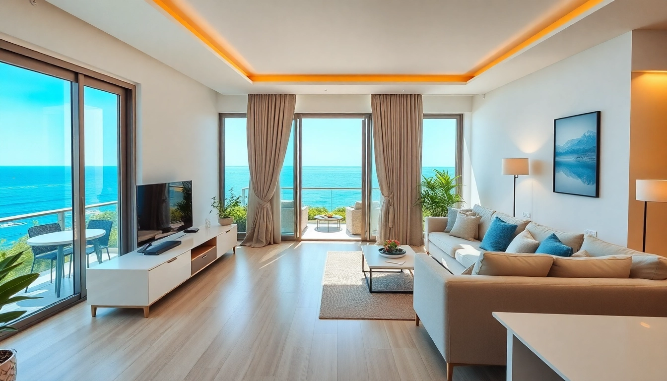 Amazing apartment for rent in alanya turkey with a stunning sea view and bright interior design