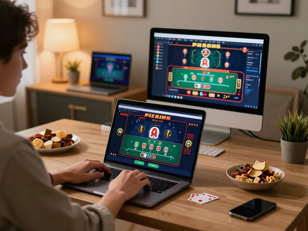 Engaging online casino session showcasing casino online stranieri gameplay on a laptop at home.