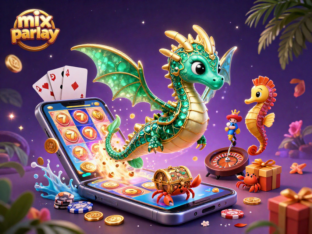 Experience mix parlay excitement with vibrant 3D illustration of a sea dragon, playful casino elements, and engaging gameplay.
