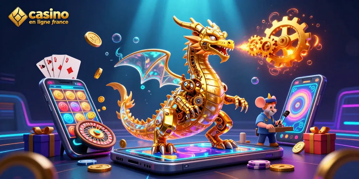 Jouez au casino en ligne France avec des éléments captivants dans une illustration 3D détaillée.