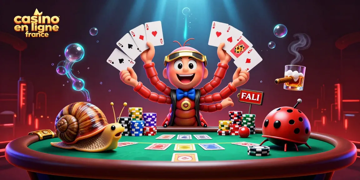 Profitez d'une scène de casino en ligne France montrant des joueurs animés s'affrontant autour d'une table de poker.