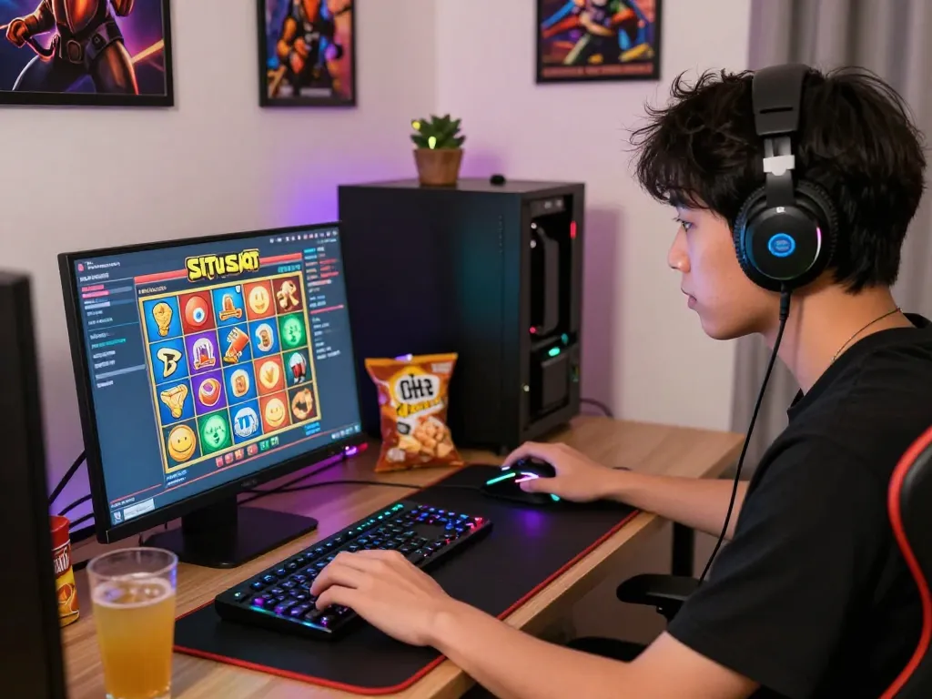 Pemain terlibat dengan permainan situs slot online dalam pengaturan permainan yang nyaman.