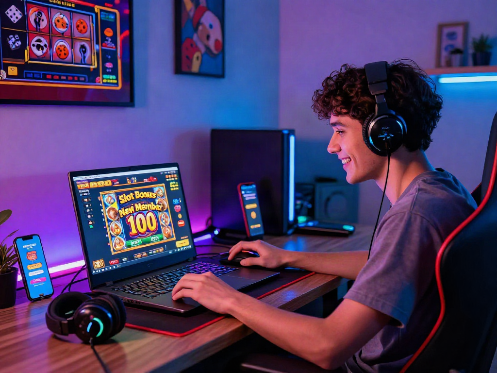 Experience the excitement of slot bonus new member 100 in a vibrant online gaming scene.