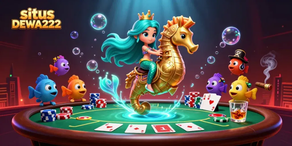 Experience the thrill of gaming at situs DEWA222 with vibrant characters and casino elements.
