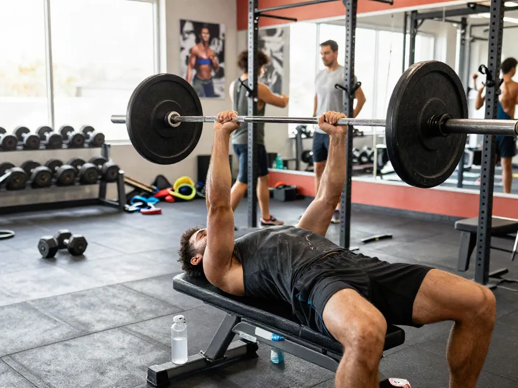 Athletic man lifting weights in gym, showcasing commitment to steroidi online fitness