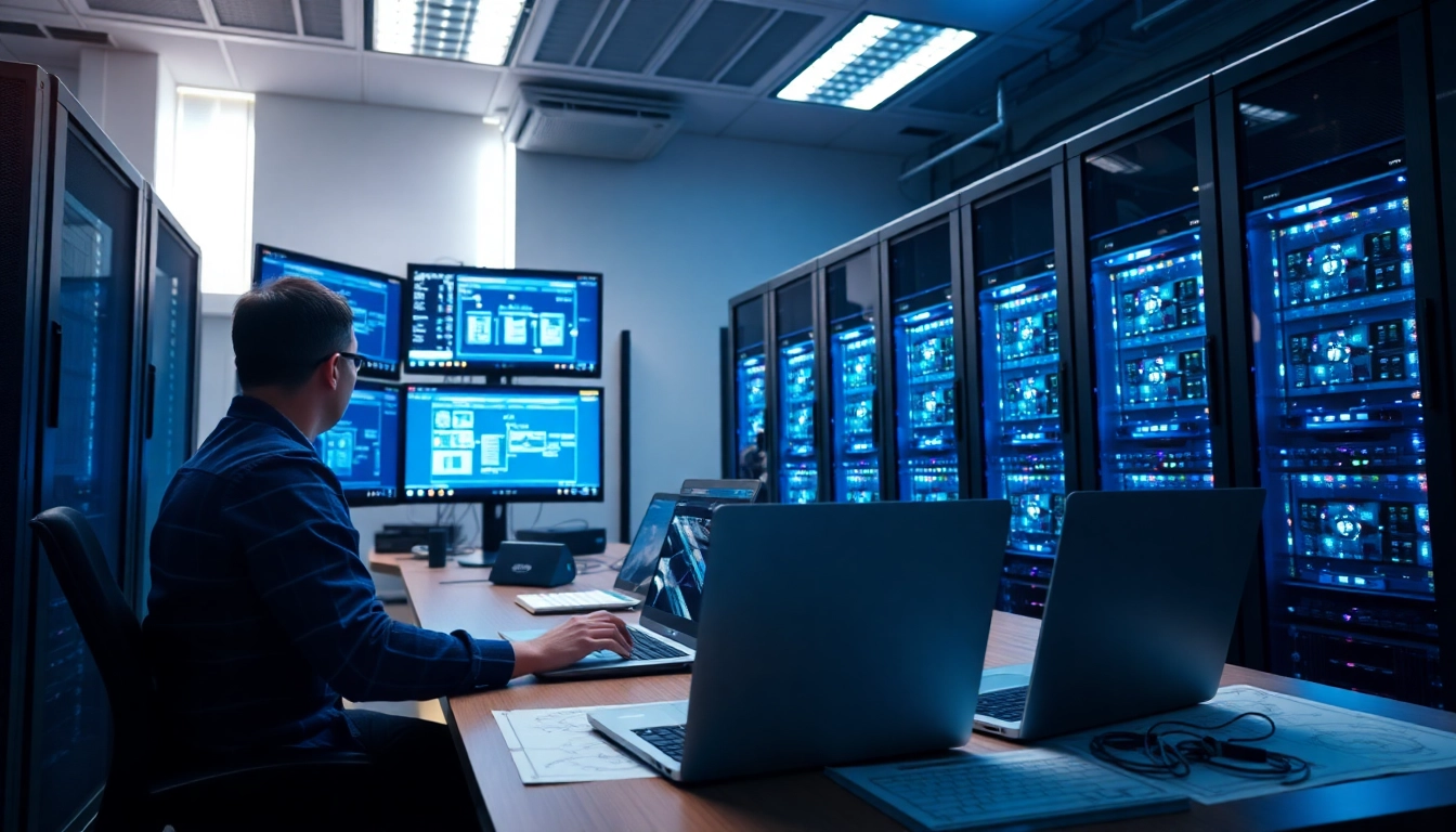 Proxmox Virtualization Experts configuring servers in a professional server room environment.