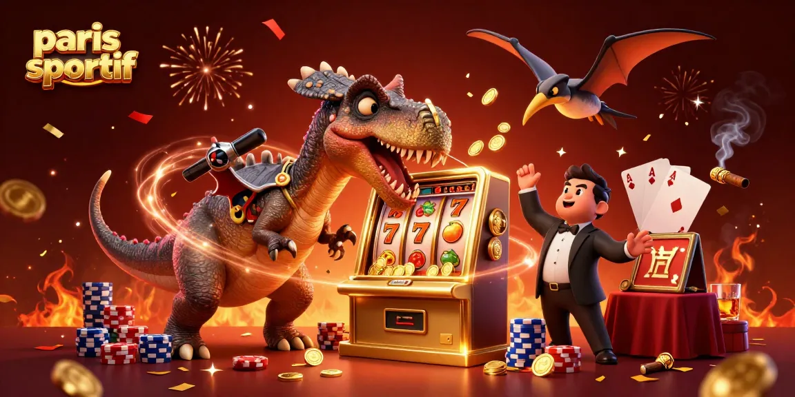 Illustration d'un pachycéphalosaurus et de l'ankylosaure dans un casino sur le thème des paris sportif.