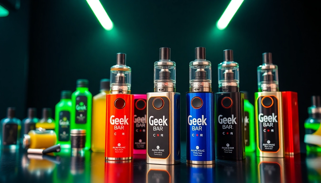 Showcase of Geek Bar price highlighting colorful vape options and accessories.
