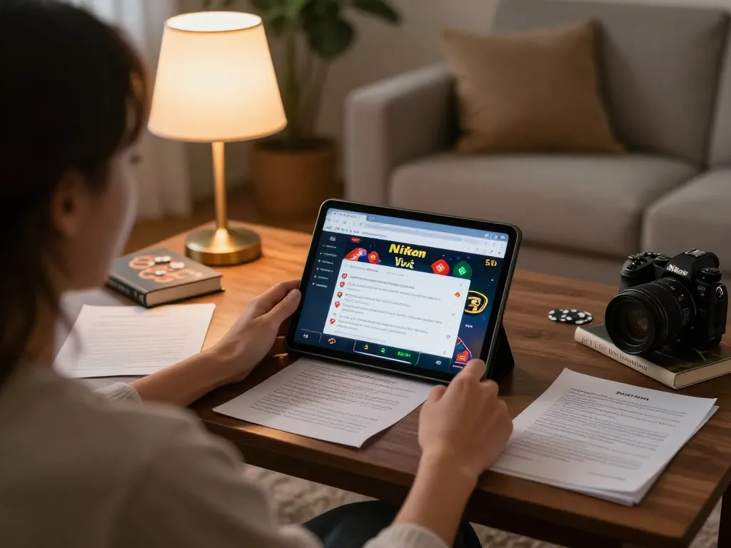 Engaging with hidden wiki poker game links on tablet in cozy home setting, focusing on responsible online gambling