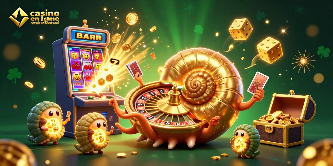 Découvrez l'excitation des jeux avec le casino en ligne retrait instantané dans cette illustration animée.
