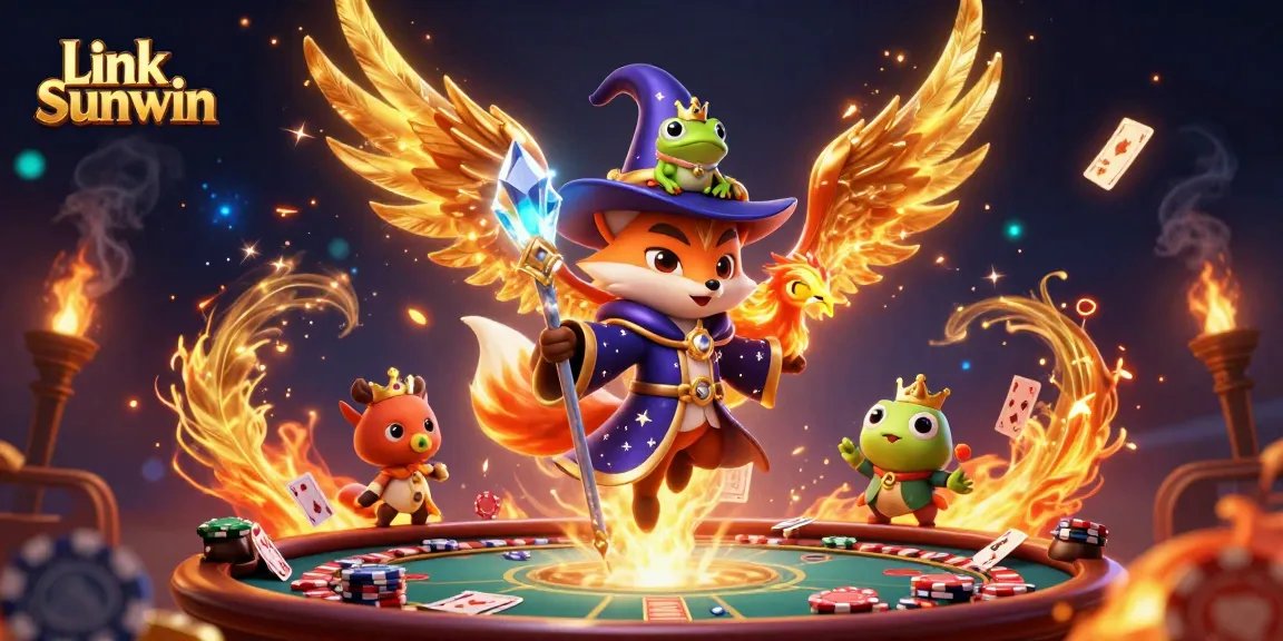 Engage in thrilling games with Link Sunwin featuring magical characters and vibrant casino elements.