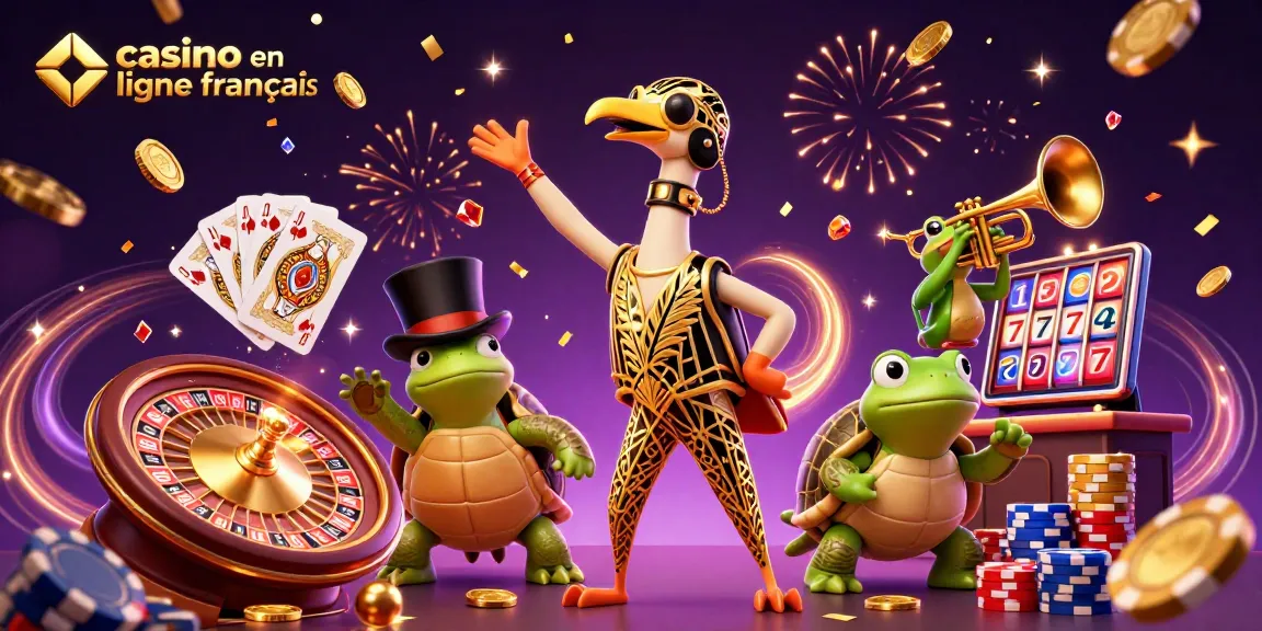 Jouez avec style dans un casino en ligne français en découvrant des personnages amusants entourés de pièces d'or.