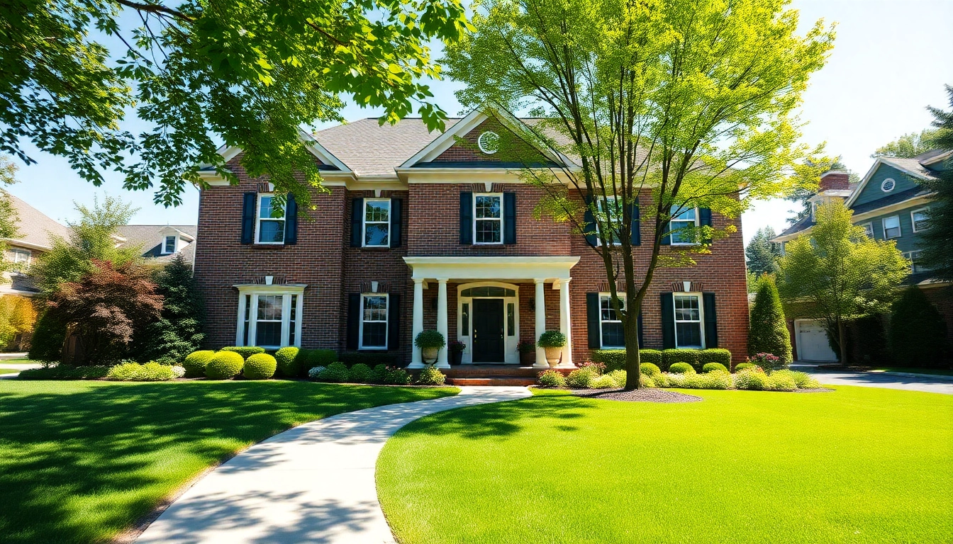 A stunning Sharon Custom Colonial New Build featuring classic architecture elements amidst a beautifully landscaped setting.